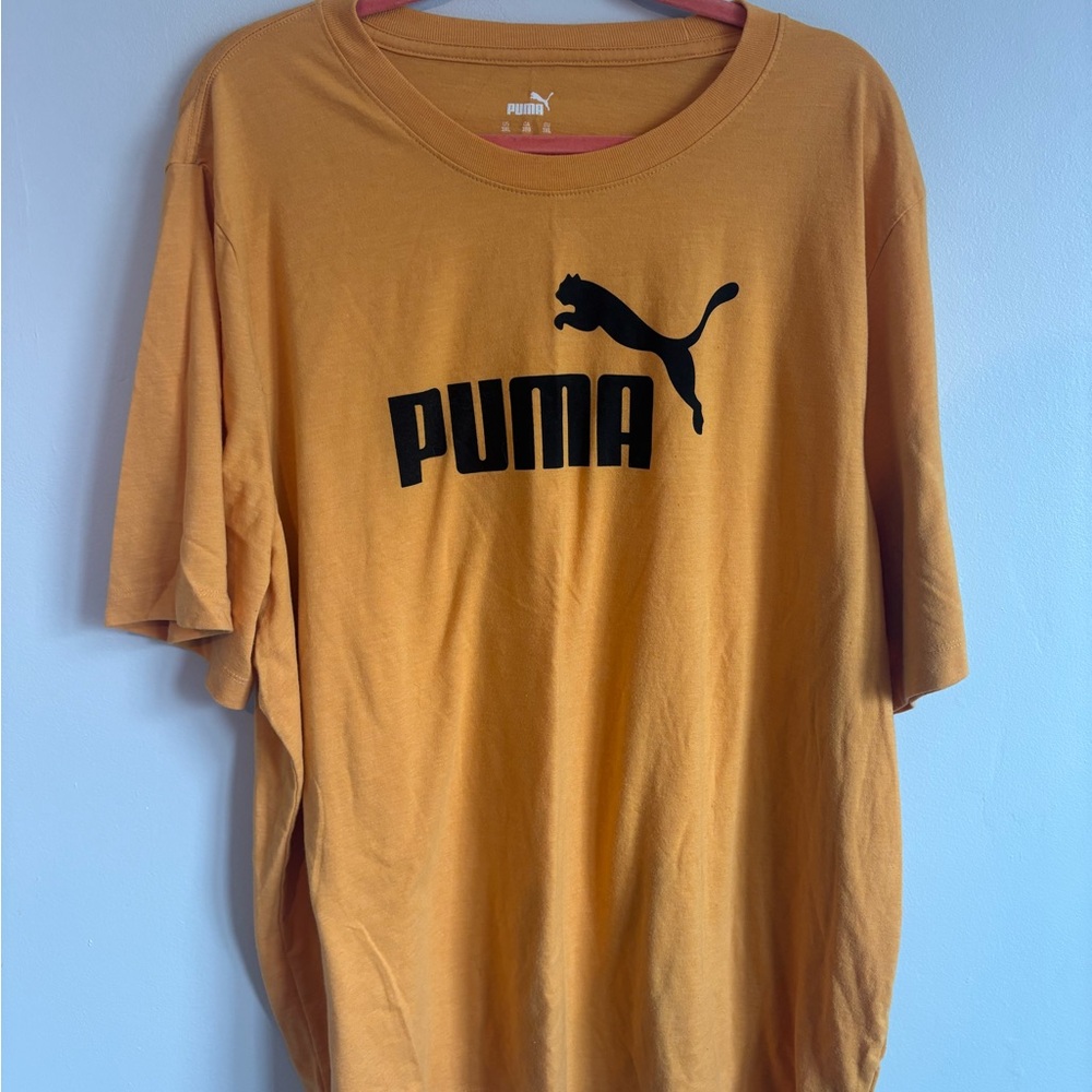 Puma Men's Mustard Yellow Logo Short Sleeve Tee